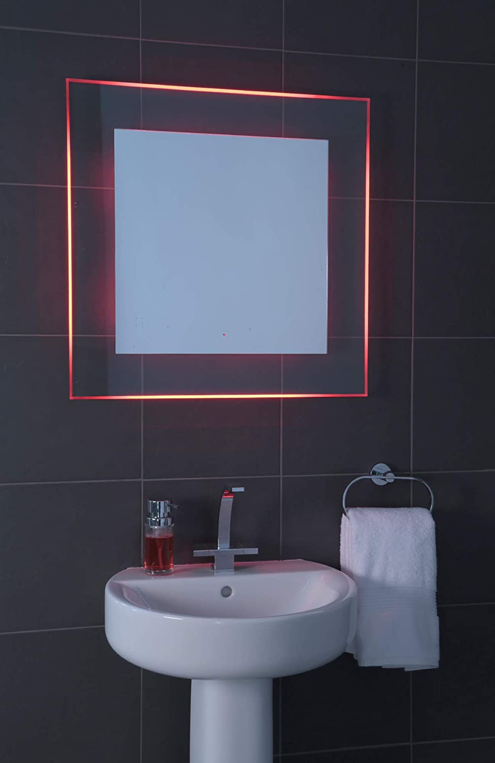 Croydex Oakley Colour Change Illuminated Mirror, Glass with Hang 'N' Lock