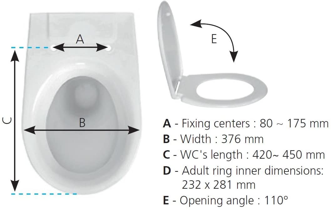 SIAMP 95900310" Esterel Premium Toilet Seat, White
