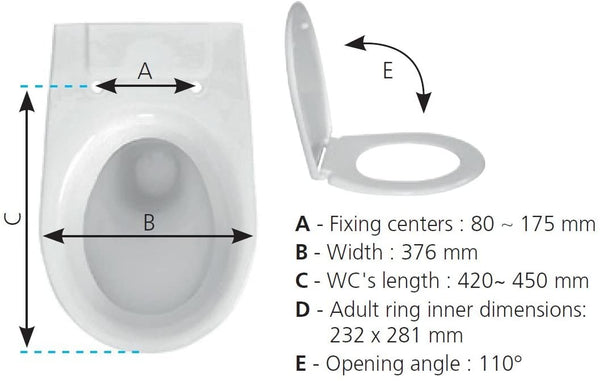 SIAMP 95900310" Esterel Premium Toilet Seat, White