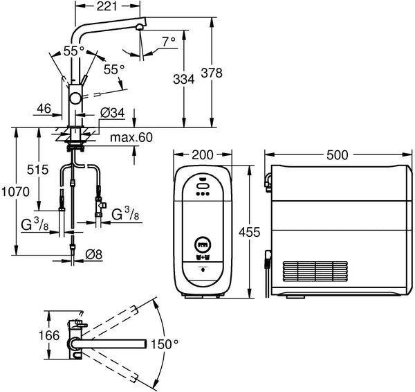 Grohe L-Spout Blue Home Duo Starter Kit - Chrome - 31454001