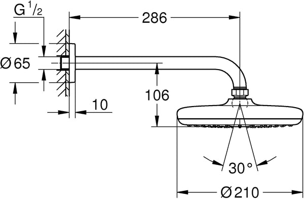 Grohe Tempesta 210åÊHead Shower Set, 26411000, 26412000