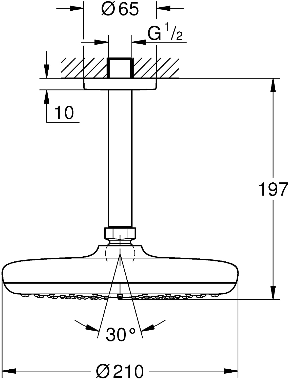 Grohe Tempesta 210åÊHead Shower Set, 26411000