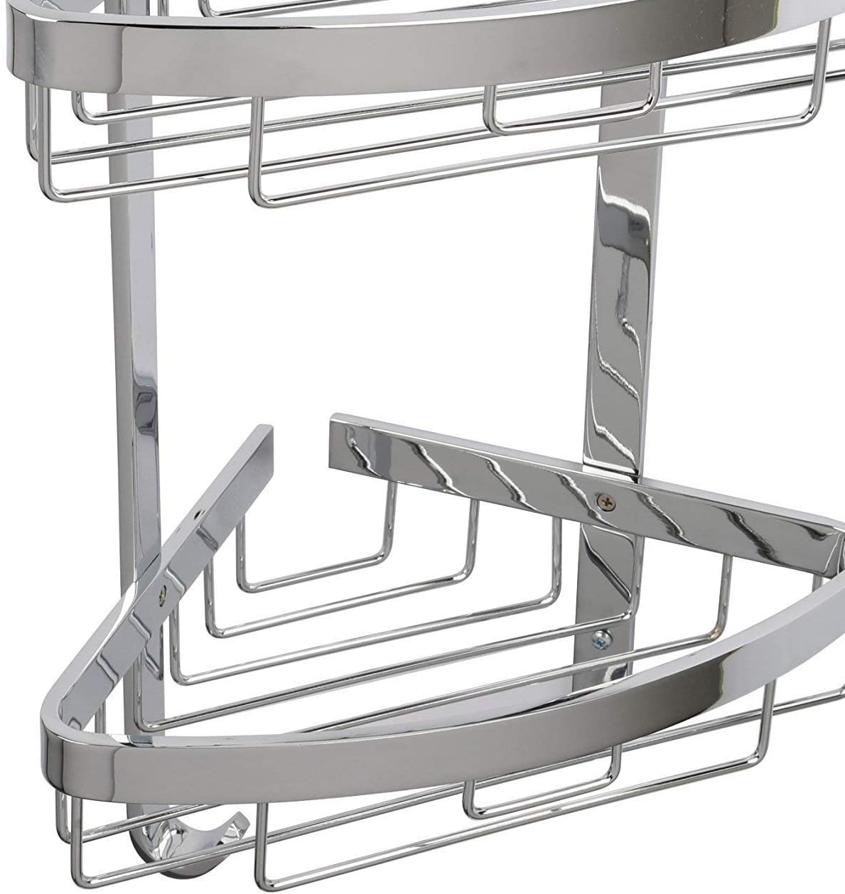 Croydex Aluminium Large Two Tier Corner Basket, Metal, Chrome, 20.5x31x38.5 cm