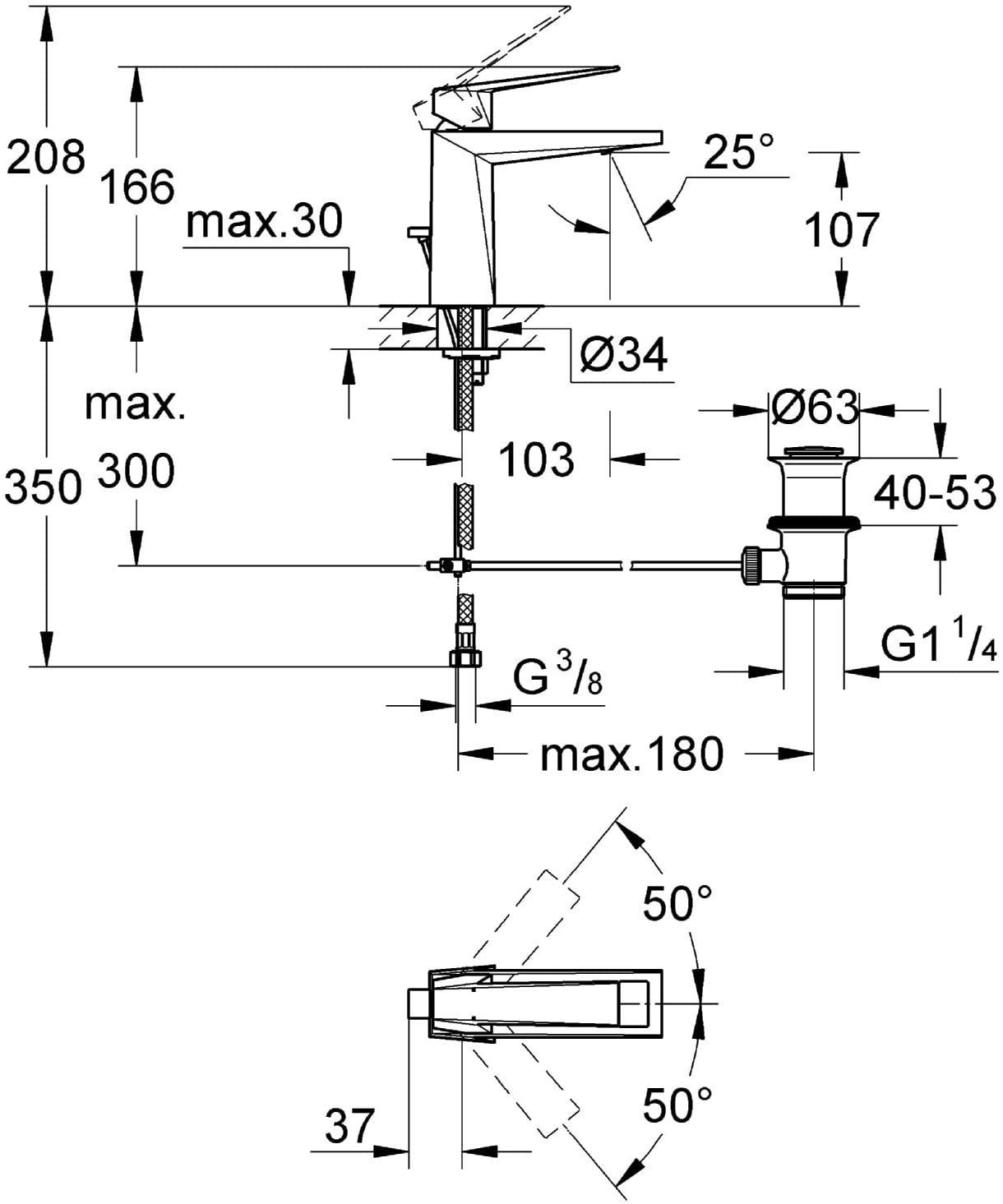 Grohe 23029000 Allure Brilliant Single-Lever Washbasin Mixer Tap