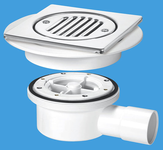 McAlpine 2-Piece Horizontal Shower Gully with Built in Valve