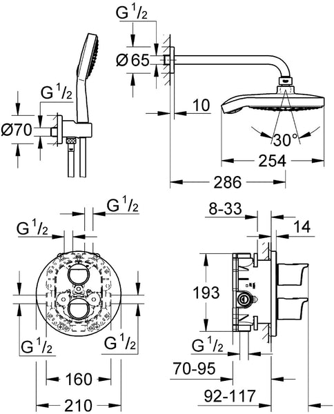 GROHE 34283001 | Grohtherm 2000 Perfect Shower Set