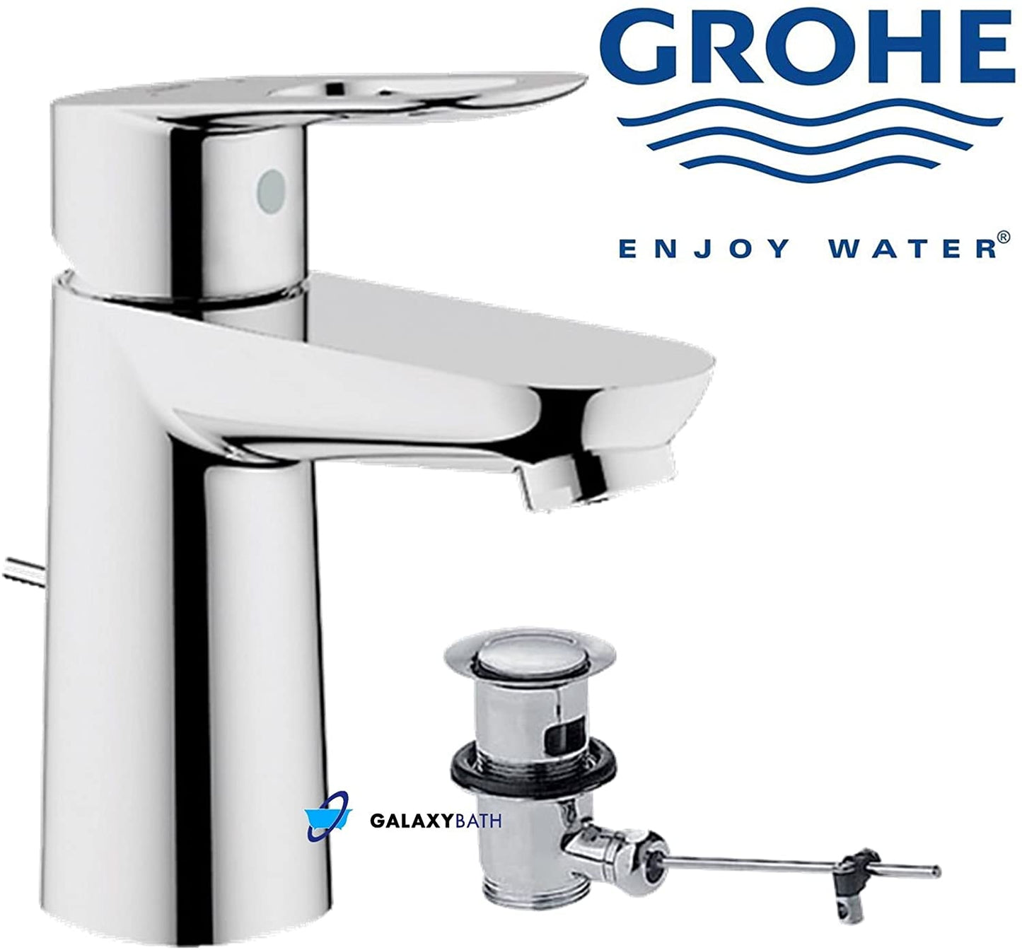GROHE BAULOOP Modern Mono Basin Bath Bathroom Sink Mixer TAP with POP UP Waste 23335000
