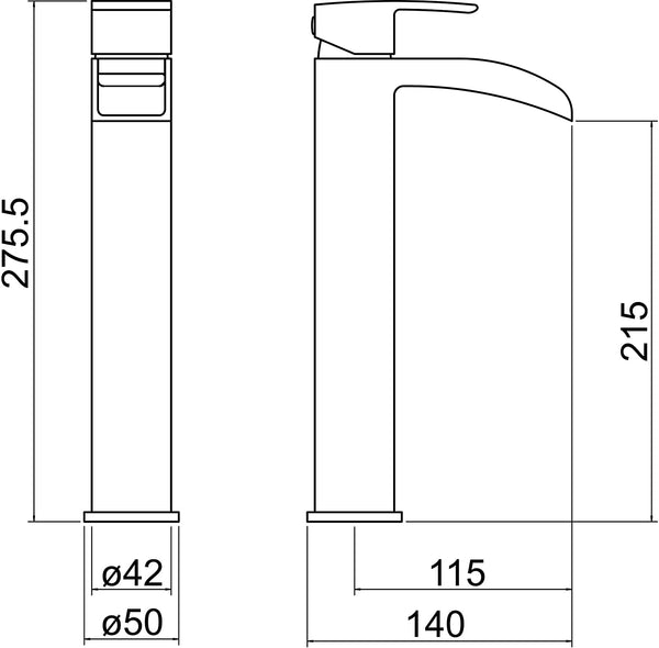 Trisen Merion TT303 Tall Single Lever Mono Basin Mixer (No Waste)