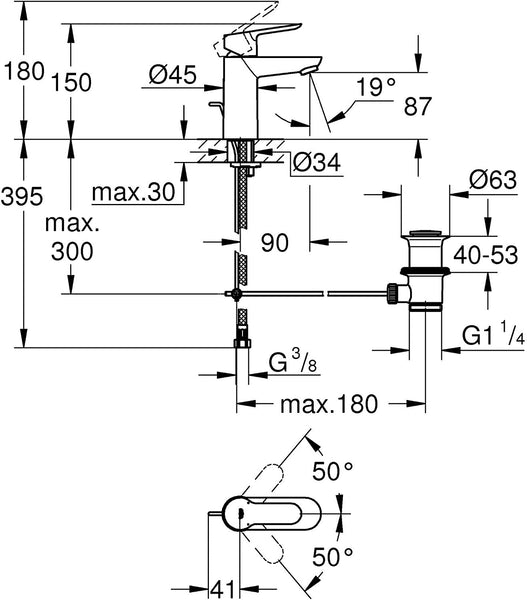 GROHE 2042100 | BauEdge Pillar Tap | XS