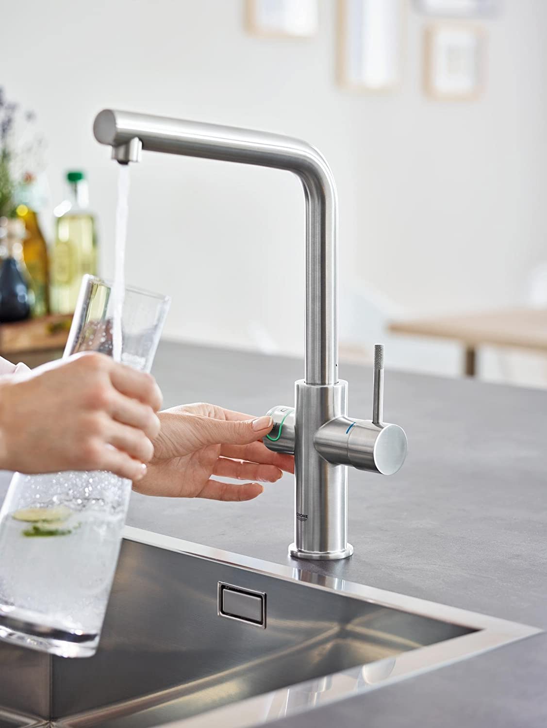 GROHE 31454DC0 High L-Spout Blue Home Duo Starter Kit - Stainless Steel (2-Piece)