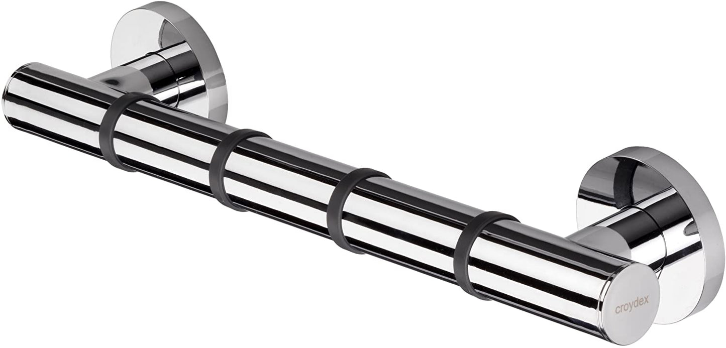 Croydex AP500541 300 mm Safety Support Rail Stainless Steel Grab Bar with Anti-Slip Grip