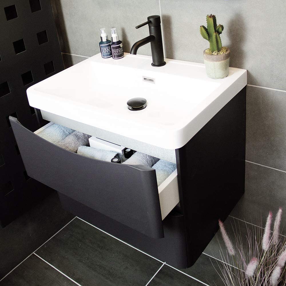 Synergy Kiev 600mm Grey Matt Wall Vanity Unit