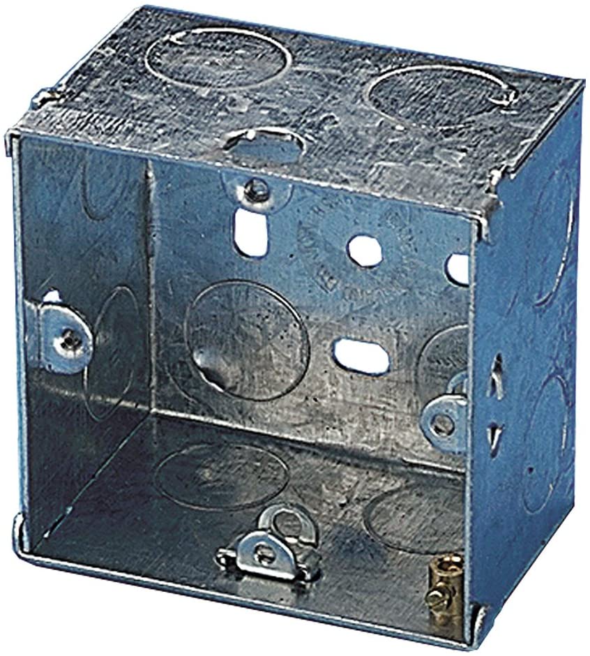 Single Galvanised Metal Recessed Pattress Knockout Back Box - 47mm
