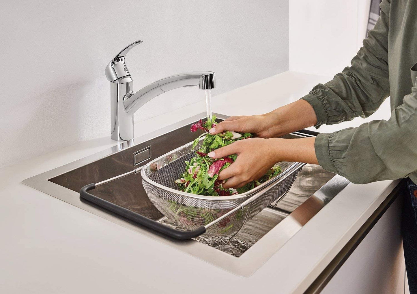 PJFU Eurosmart 30305000 Kitchen Sink Mixer Tap with Removable Dual Rinse Spray Chrome