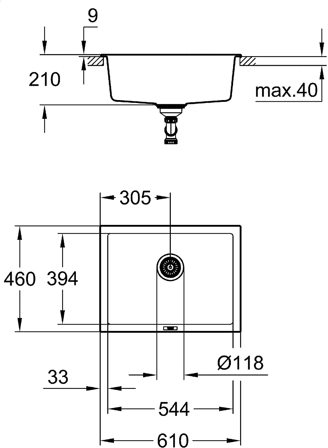 Grohe K700 31655AP0 Composite Sink Granite Black