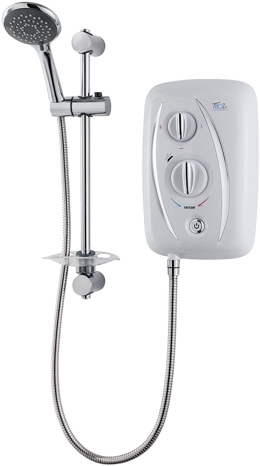 Triton T80Z 8.5kW Electric Shower Thermostatic Fast Fit 5 Spray Handset White