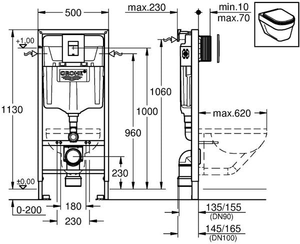 GROHE 38827000 | Rapid SL 4-in-1 Set | 1.13m