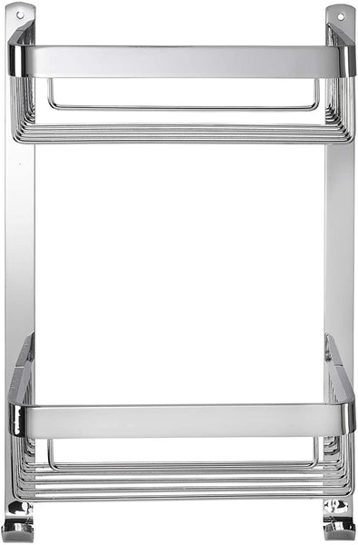 Croydex Aluminium Large Two Tier Basket, Metal, Chrome, 12.5x25.5x39 cm