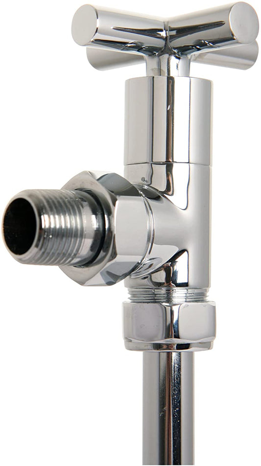Vogue UK VL012 15MMAP-CP Chrome Pair of Angled 13 mm Valve, Cross
