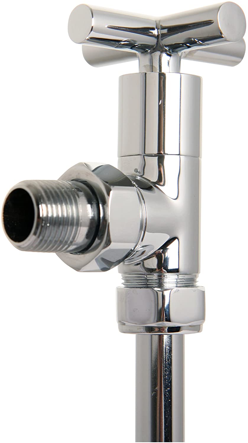 Vogue UK VL012 15MMAP-CP Chrome Pair of Angled 13 mm Valve, Cross