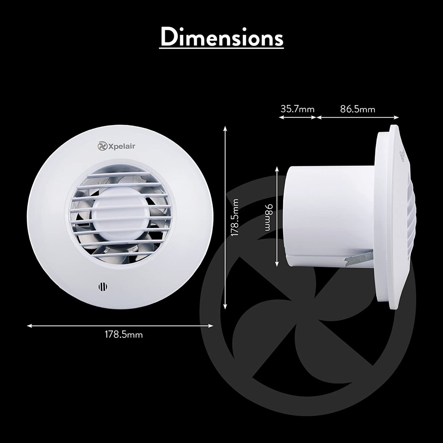 Xpelair DX100R 4-Inch Standard Round Bathroom Fan with Wall Kit