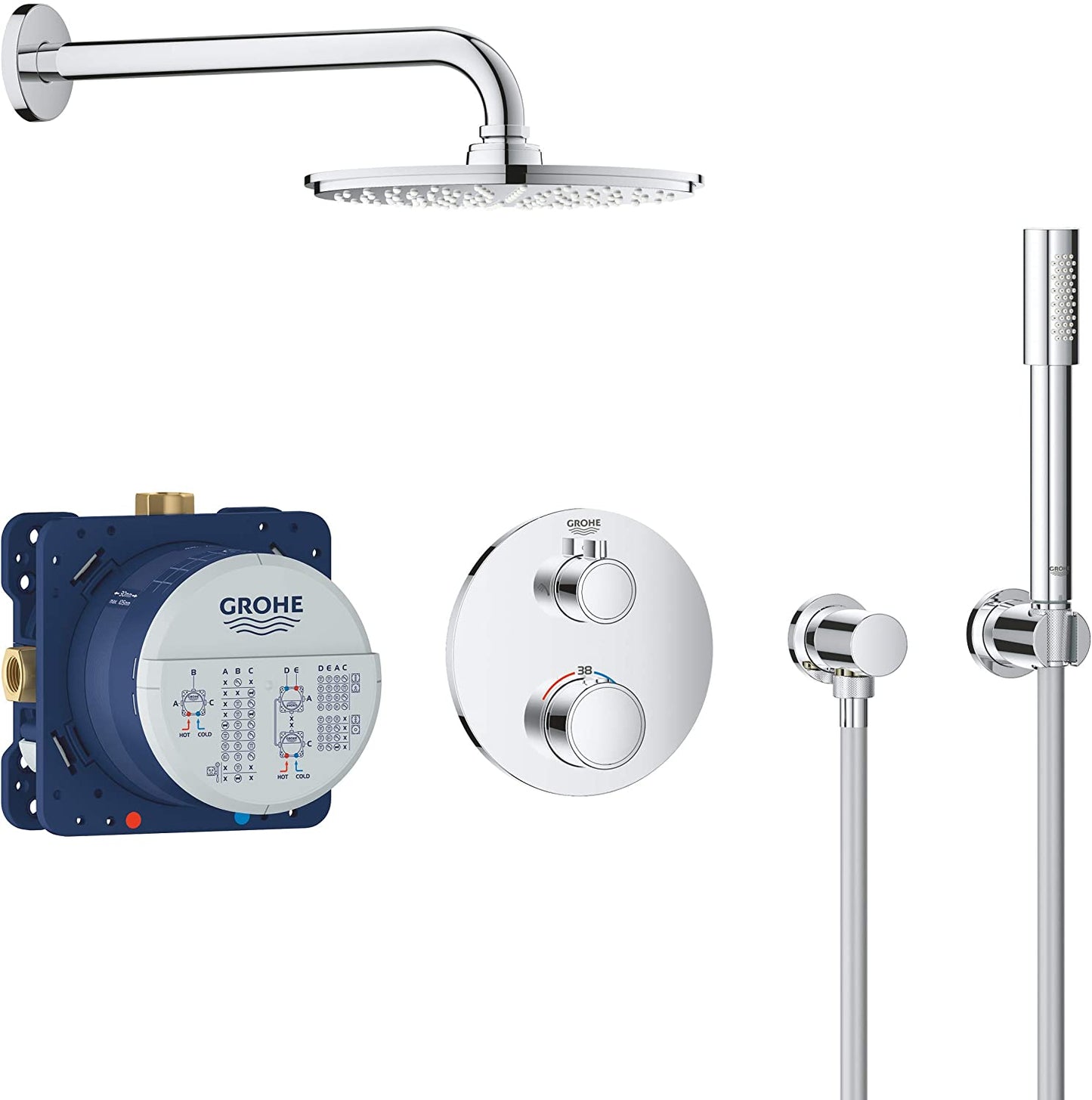 Grohe 34732000 Flush-Mounted Shower System with Rainshower Cosmopolitan 210 Chrome