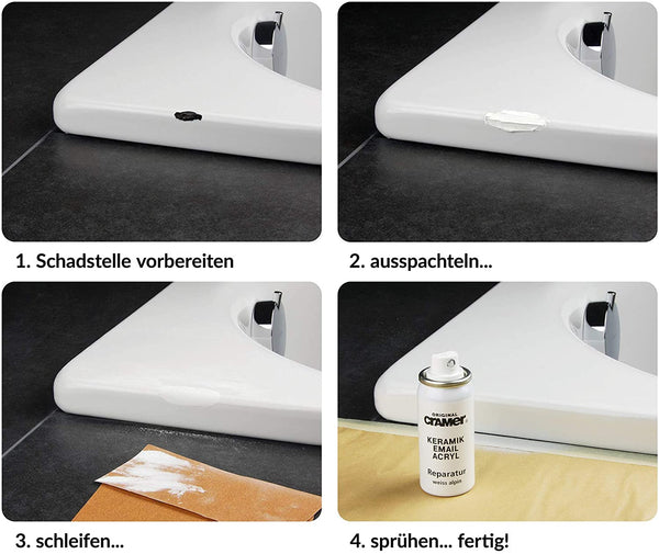 Cramer Ceramic / Enamel Repair Kit for Baths, Sinks and Counter Tops, Colour: Alpine White