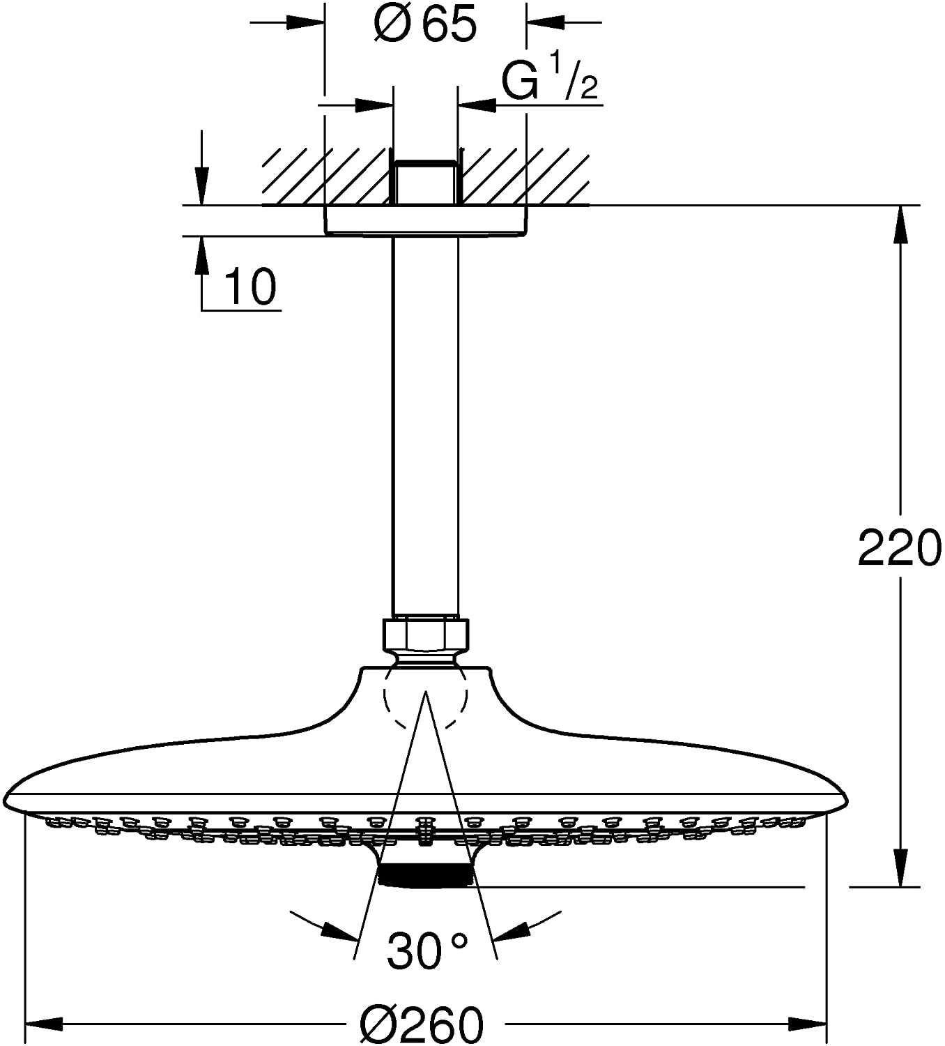 Grohe Euphoria 260åÊShower Head, 26455000.