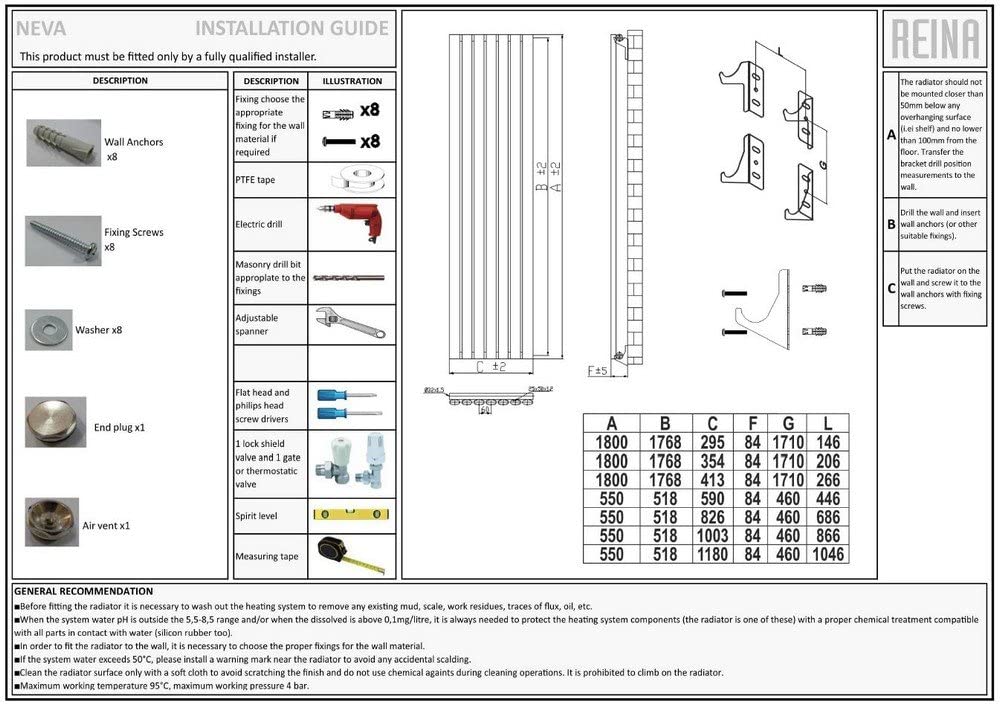 Reina Neva Steel White Vertical Designer Radiator 1500mm x 472mm Single Panel