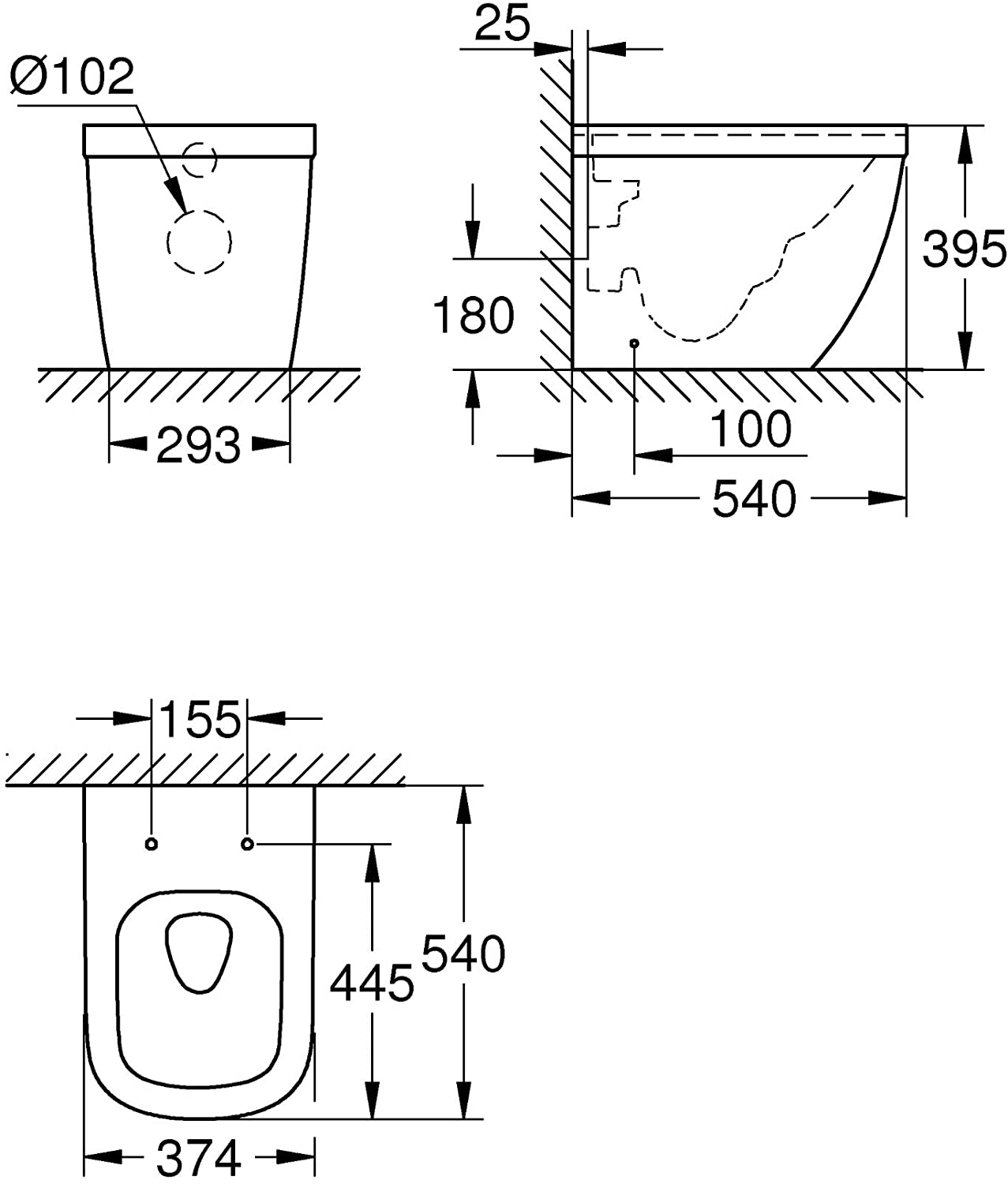 Grohe Euro Ceramic 39339 39339 39339 Back-to-Wall Toilet Alpine White