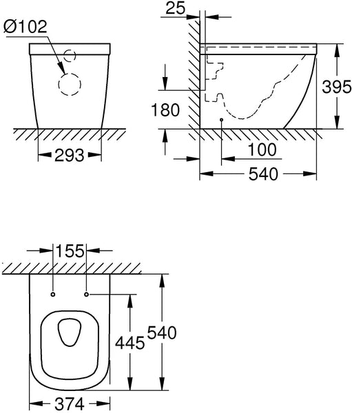Grohe Euro Ceramic 39339 39339 39339 Back-to-Wall Toilet Alpine White