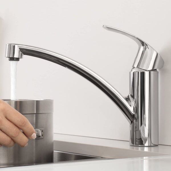 GROHE Eurosmart Kitchen Tap (140 Degree Swivel Range, Ecojoy, Starlight and Separate Internal Waterways)