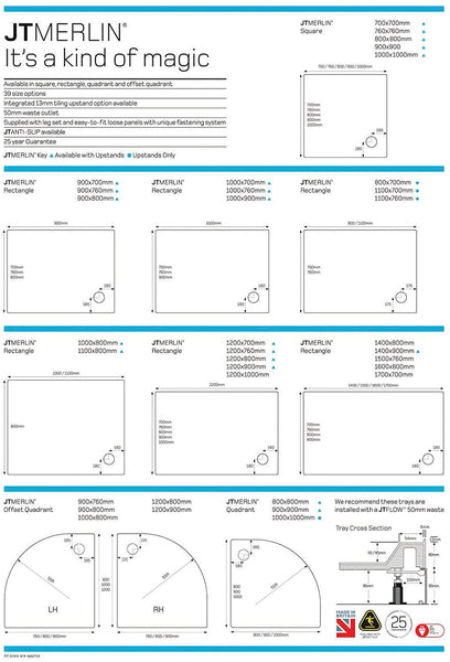Just Trays A80QM100 White Merlin 800 x 800 Quadrant Shower Tray in