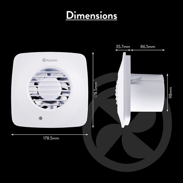 Xpelair DX100S 4-Inch Standard Square Bathroom Fan with Wall Kit