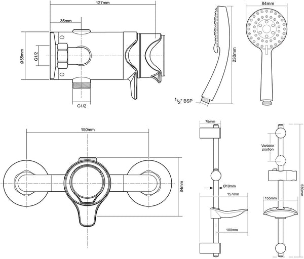 Triton Dene Dual Control Mixer Shower Concentric Thermostatic Exposed Chrome