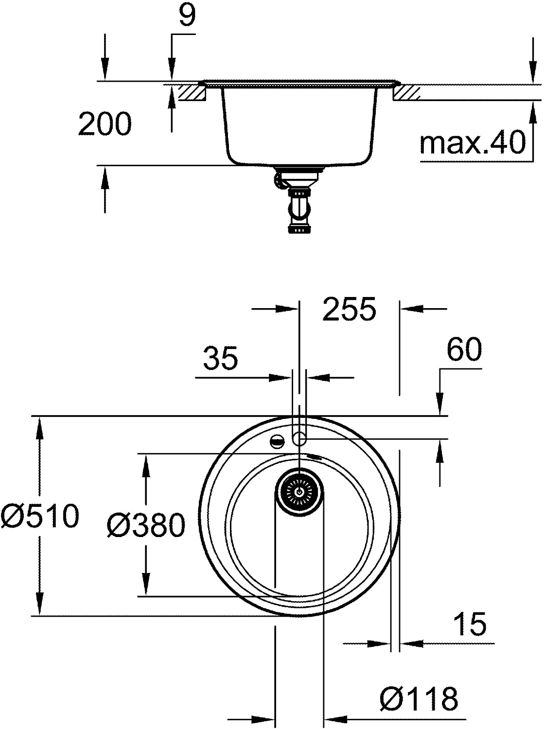 Grohe K400 Composite Sink with Draining Board