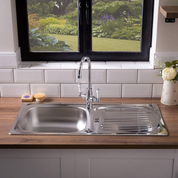 Leisure Euroline EL860NC 860 x 435mm Single Bowl Compact Kitchen Sink - Stainless Steel