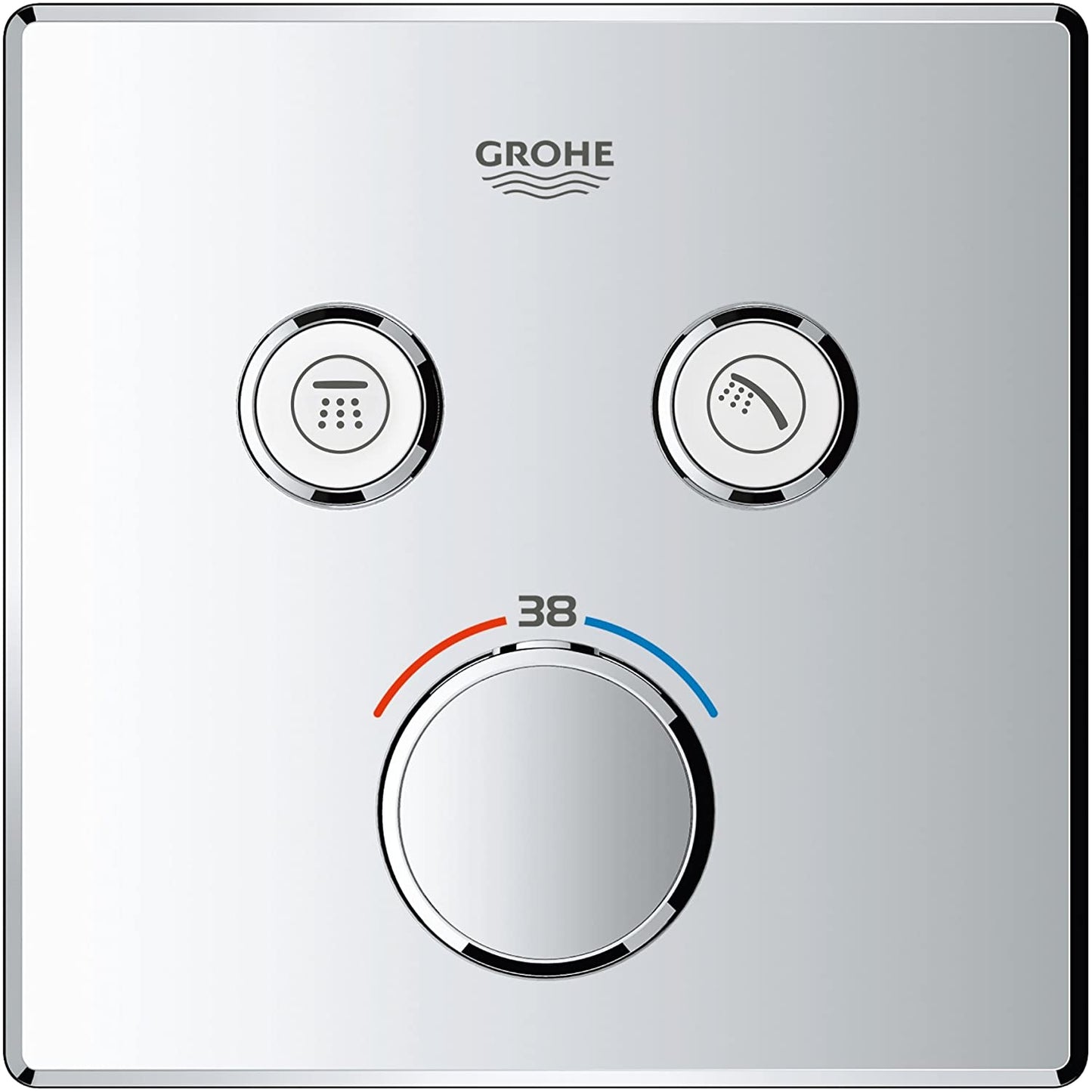 GROHE Grohtherm SmartControl Thermostat with two shut-off valves, colour: super steel - 29124DC0