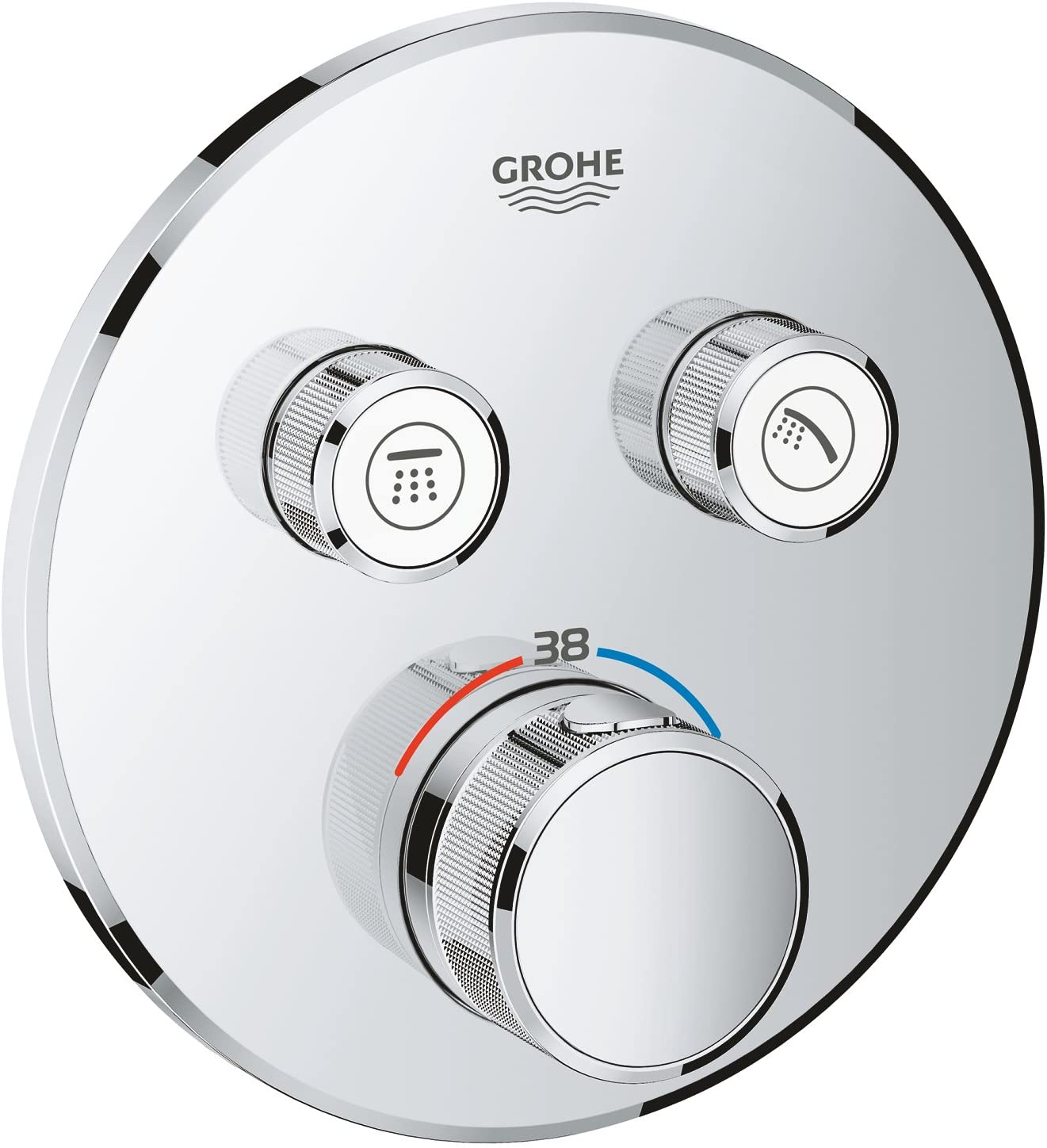 GROHE Grohtherm SmartControl Thermostat with two shut-off valves, round wall rosette, colour: hard graphite brushed - 29119AL0