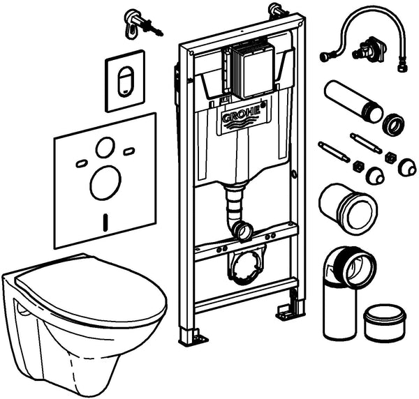 GROHE SOLIDO Construction Ceramic WC - SOLIDO 4-in-1 with Flush-Less Construction Ceramic WC 3-6 L, 1, 13 M 39418000