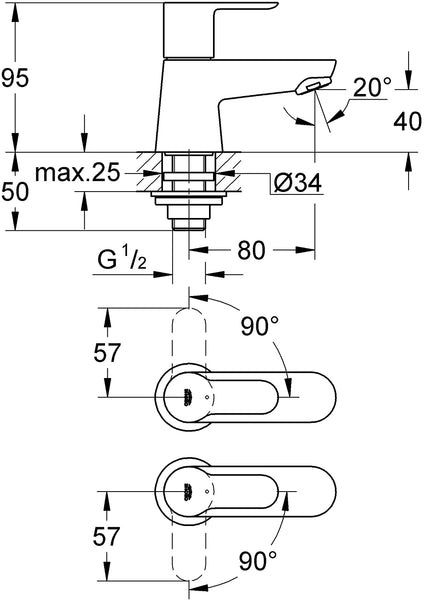 GROHE 2042100M BauEdge Pillar Basin Taps