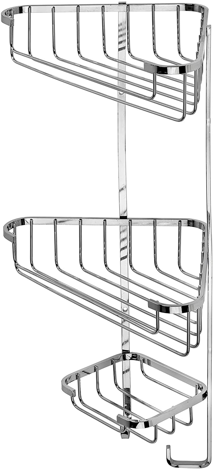 Croydex Stainless Steel Three Tier Corner Basket Shower Caddy, 10 Year Rust Free Guarantee