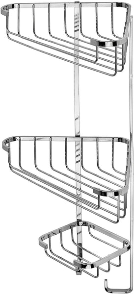 Croydex Stainless Steel Three Tier Corner Basket Shower Caddy, 10 Year Rust Free Guarantee