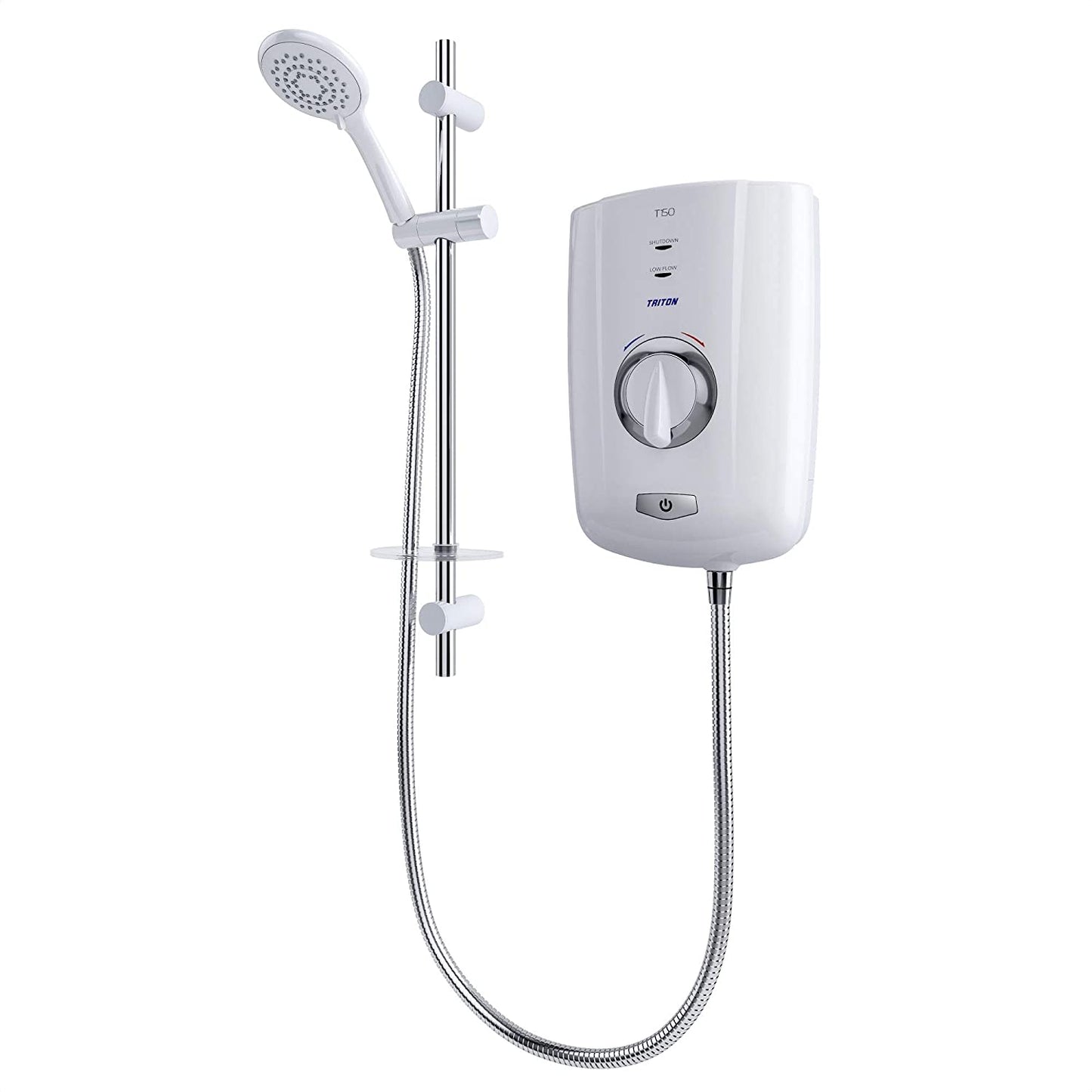 Triton T150+ Thermostatic Electric Shower 9.5kW White Chrome 1.75m Hose BEAB