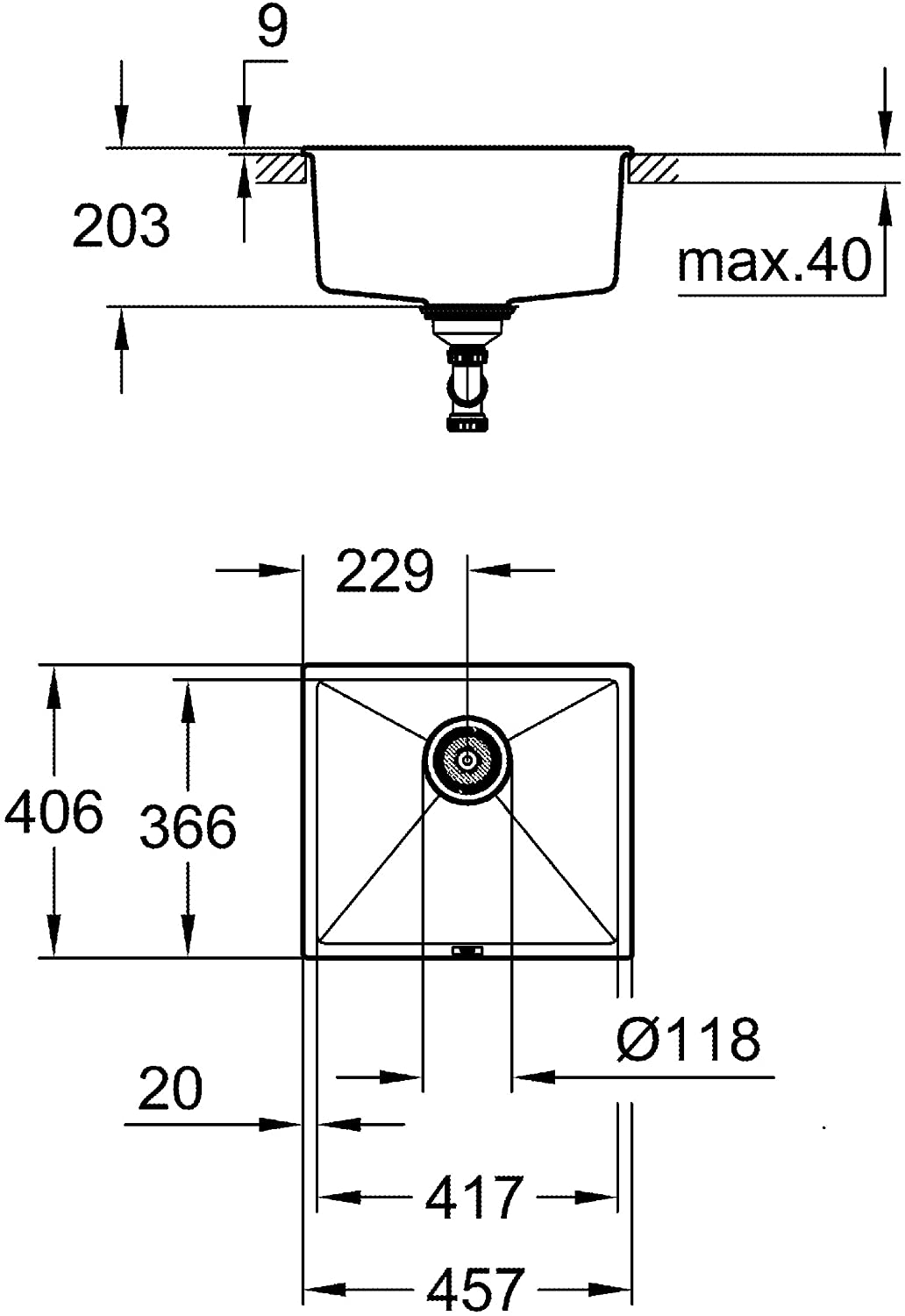 Grohe K700 31653AT0 Composite Sink Granite Grey
