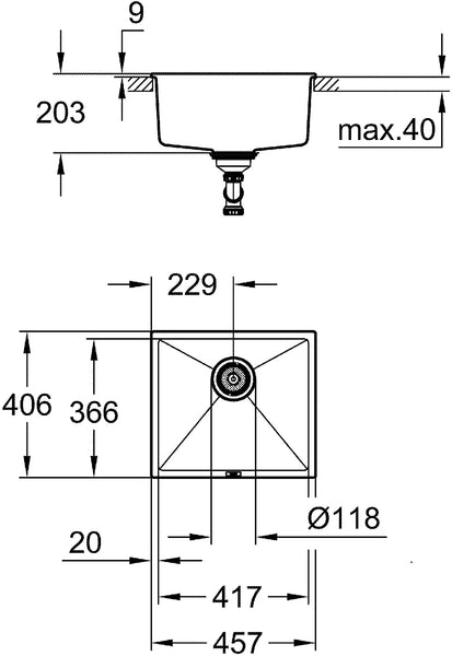 Grohe K700 31653AT0 Composite Sink Granite Grey