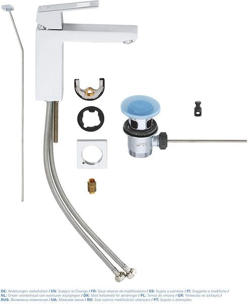 GROHE 23137000 Eurocube Pillar Tap (Smooth Body, Short Spout and Ecojoy)