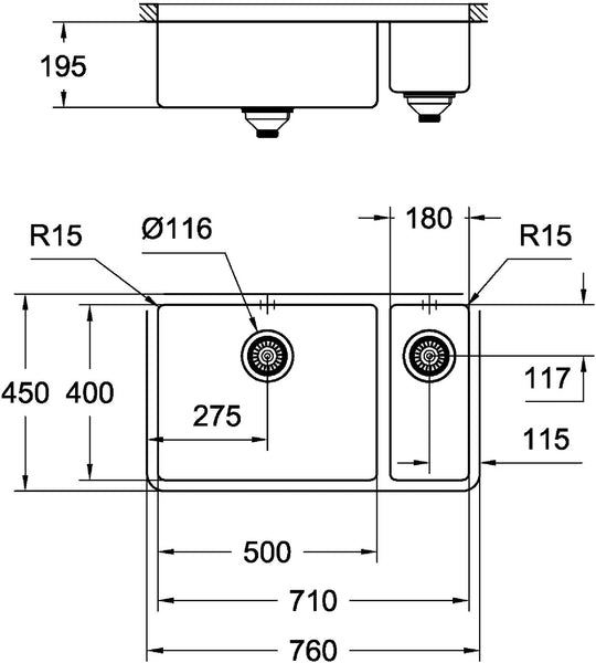 Grohe 31552SD0í«ÌÎ_K200í«ÌÎ_| Kitchen Stainless Steel Sink with Drain Board, Stainless Steel