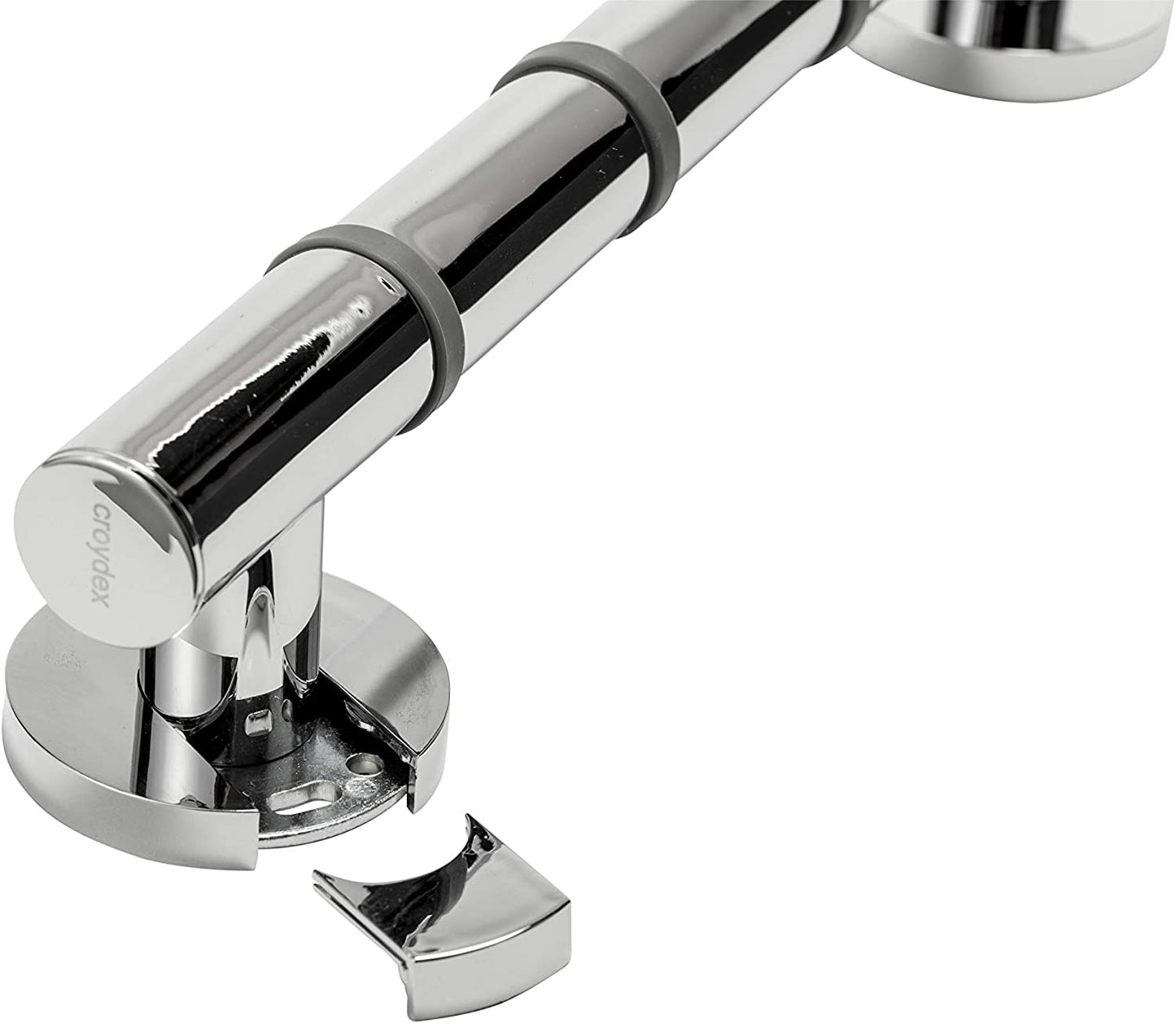 Croydex Grab N Grip steel Core chrome Concealed Screw Straight Grab bar with Soft Ribbed Grip 12 In. x 1.2 In