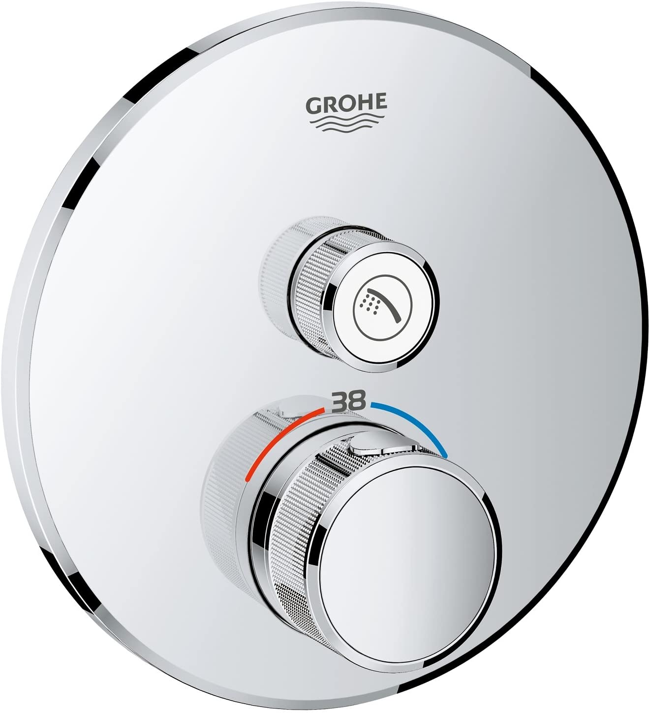 GROHE Grohtherm SmartControl Thermostat with one shut-off valve, round wall rosette, colour: cool sunrise - 29118GL0